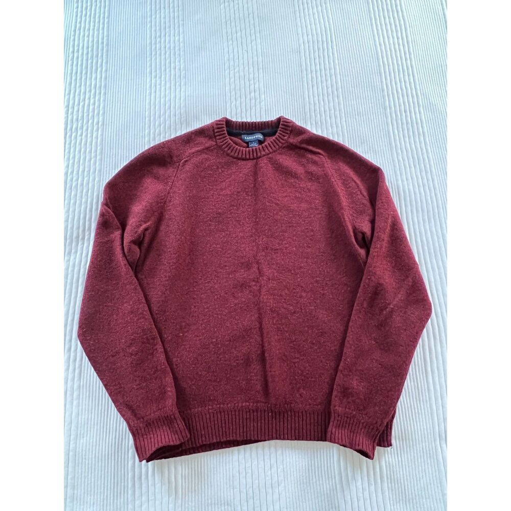 Men's Lands End Wool Sweater - Large - Red - Like New